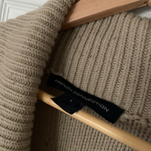 French Connection shawl collar oatmeal wrap sweater - Picture 4 of 4